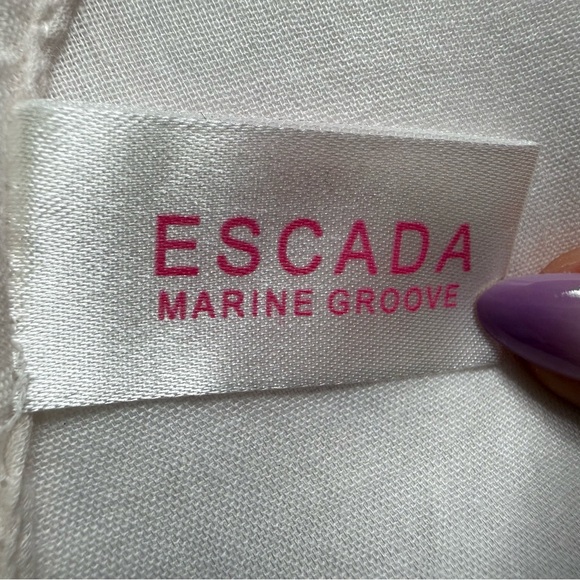 Escada Marine Groove Oversized Purple Cotton Resort Scarf Wrap Y2K Designer Logo - Picture 7 of 10